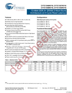 CY7C1550KV18-400BZC datasheet  